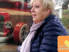 Blond granny look at bulge