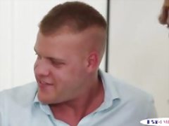 Assfucked studs facialized in bisexual orgy