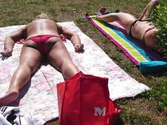 Sunbathing with underwear