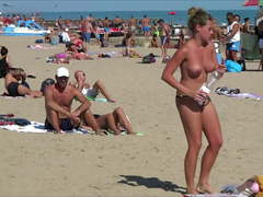 Italian topless girl in beach