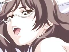 delicate anime d. gives titjob with cumshot